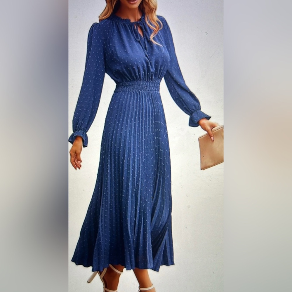 Long Sleeve Long Hem Never Worm Gorgeous Blue Dress